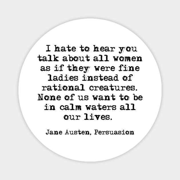 In calm waters - Jane Austen Magnet by peggieprints